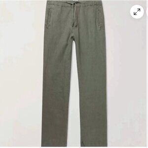 Onia Green Linen Pants Drawstring Front Heathered - Medium